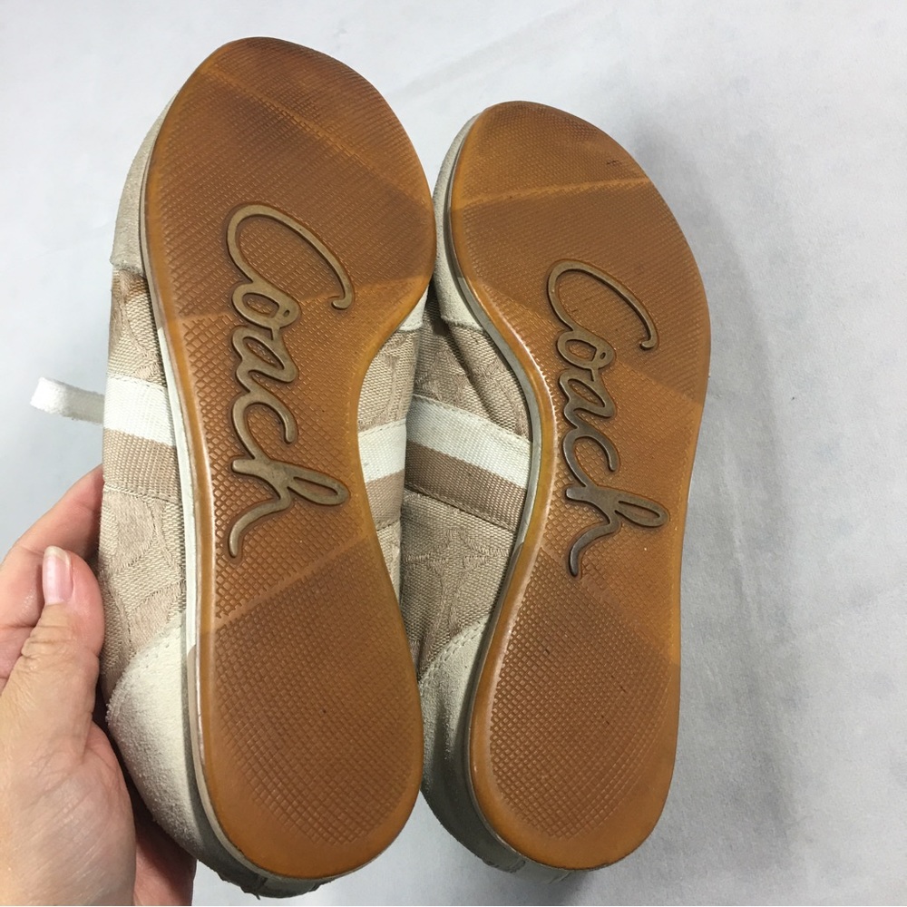 Coach Joss Q293 Beige White Monogram Women’s Tennis Shoes  Sneakers Size 9M Lace - Picture 3 of 9